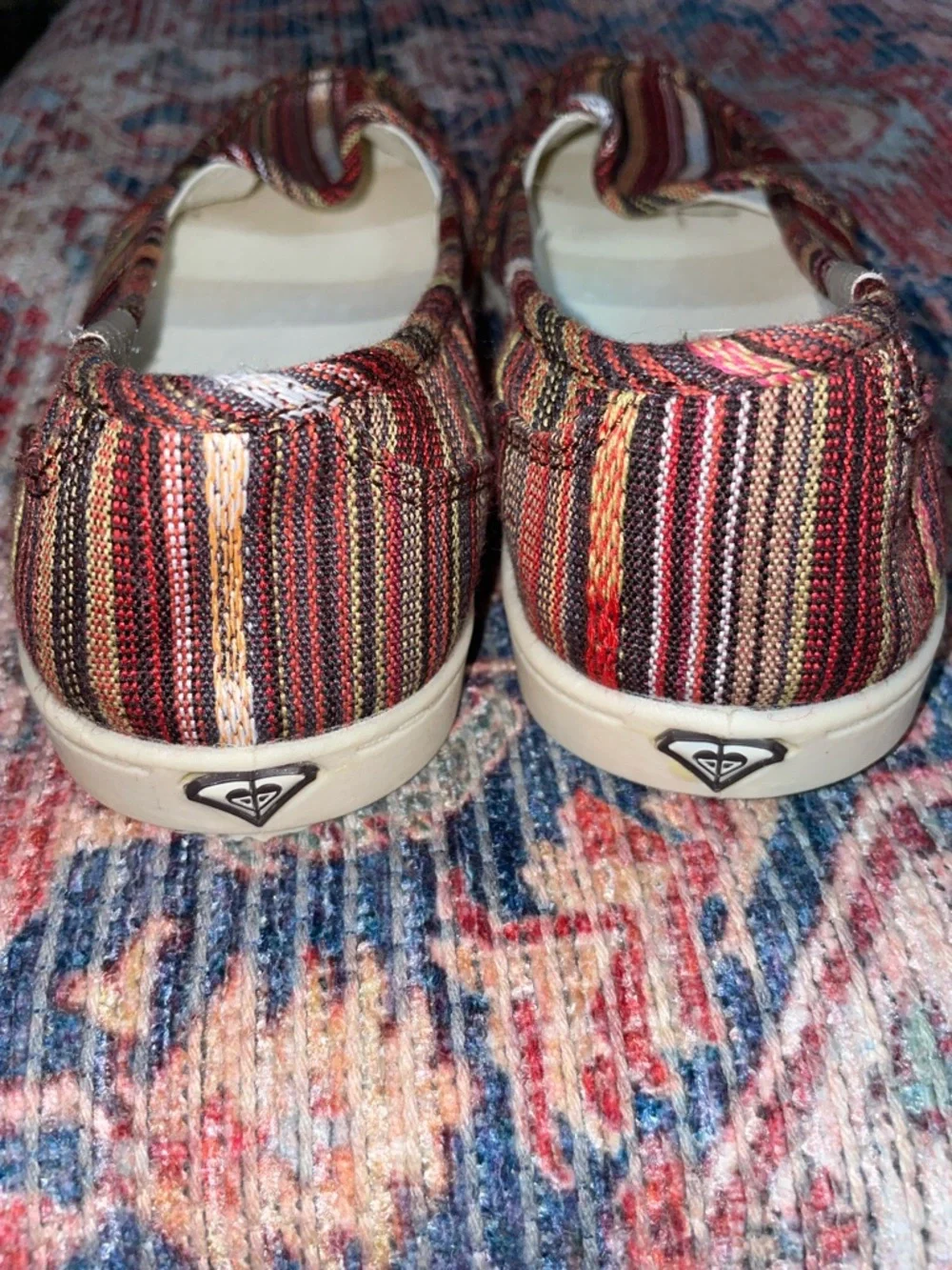 Roxy Minnow Slip-On Woven Striped Loafer / Canvas Boat Shoe
